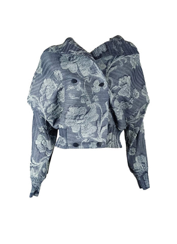 7250036 Vintage Floral Jacquard Cropped Jacket