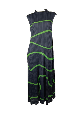 7250037 Wave Line Pleated Midi Dress