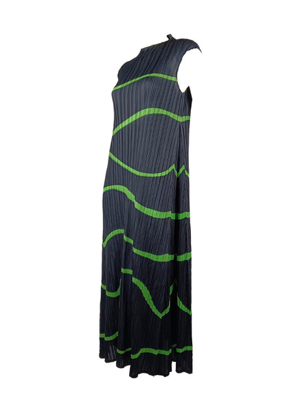 7250037 Wave Line Pleated Midi Dress