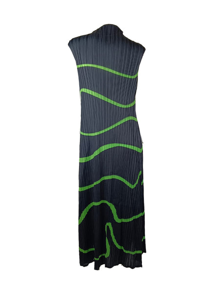7250037 Wave Line Pleated Midi Dress