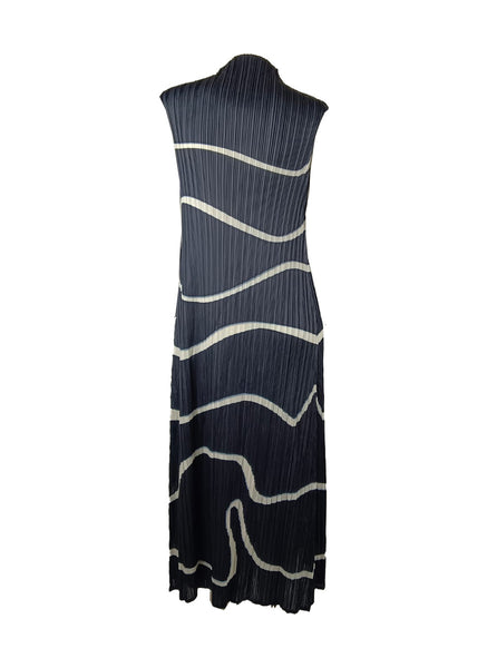 7250037 Wave Line Pleated Midi Dress