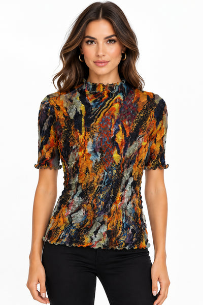 Short Sleeves Crinkled Top
