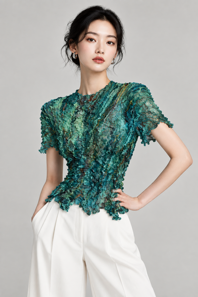 Short Sleeve Crinkled Top