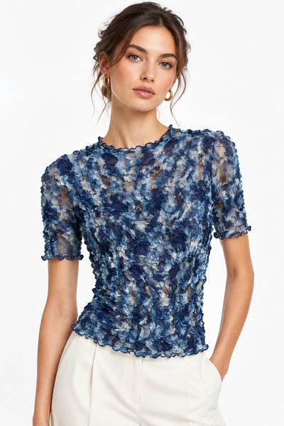 Short Sleeves Crinkled Top