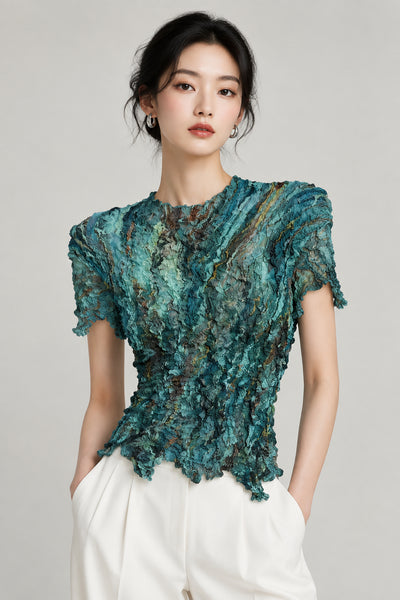 Short Sleeve Crinkled Top