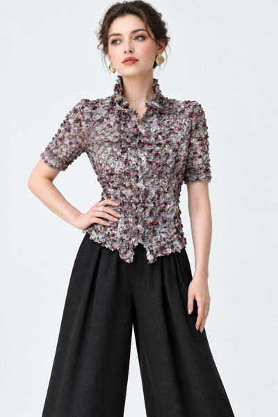 Crinkled Floral Top