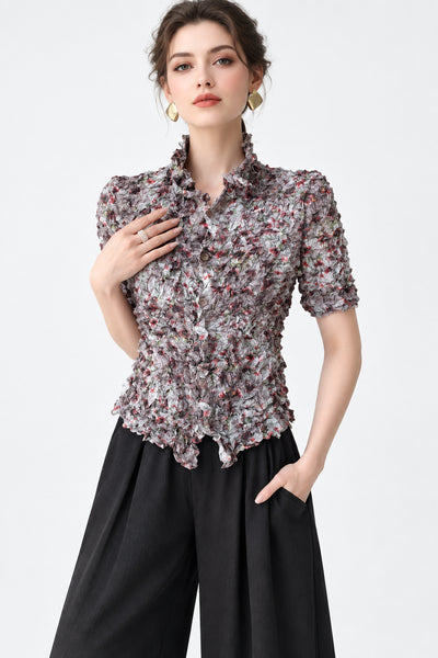 Crinkled Floral Top