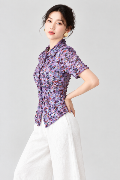 Crinkled Floral Blouse