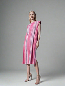 7250001 Striped Sleeveless Dress 01
