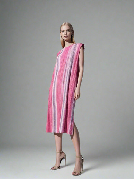 7250001 Striped Sleeveless Dress 01