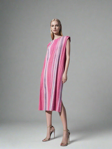 7250001 Striped Sleeveless Dress 01