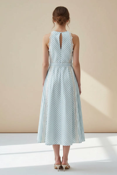A-line Striped Midi Dress