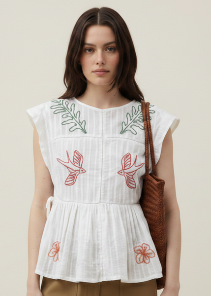 Embroidery Peplum Blouse