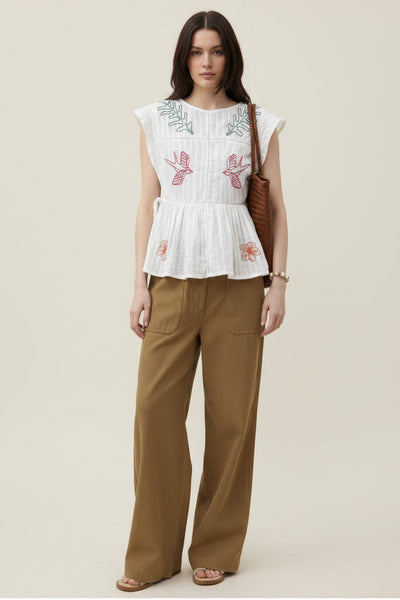 Embroidery Peplum Blouse