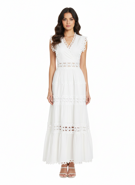 Eyelet Embroidery Sleeveless Maxi Dress