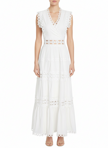 Eyelet Embroidery Sleeveless Maxi Dress