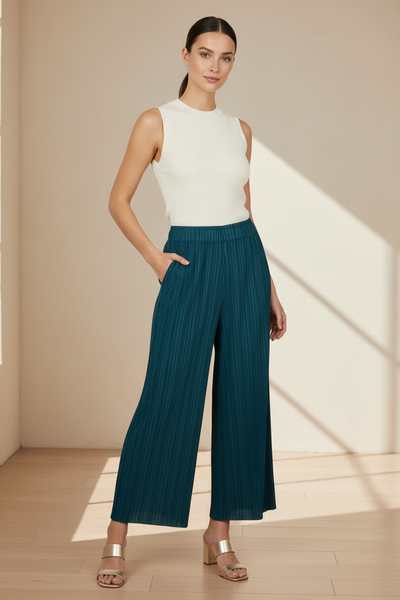 Wide-leg Pleated Pants