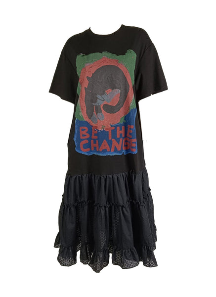 8250002 Graphic Cat Ruffle Dress
