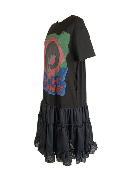 8250002 Graphic Cat Ruffle Dress
