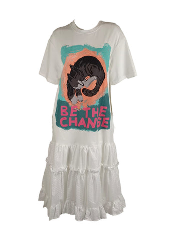 8250002 Graphic Cat Ruffle Dress