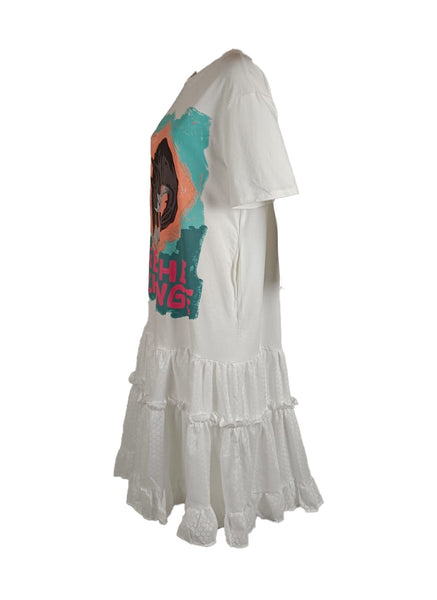 8250002 Graphic Cat Ruffle Dress