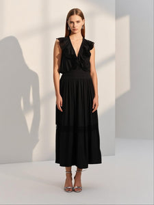 8250014 Ruffle Lace Maxi Dress