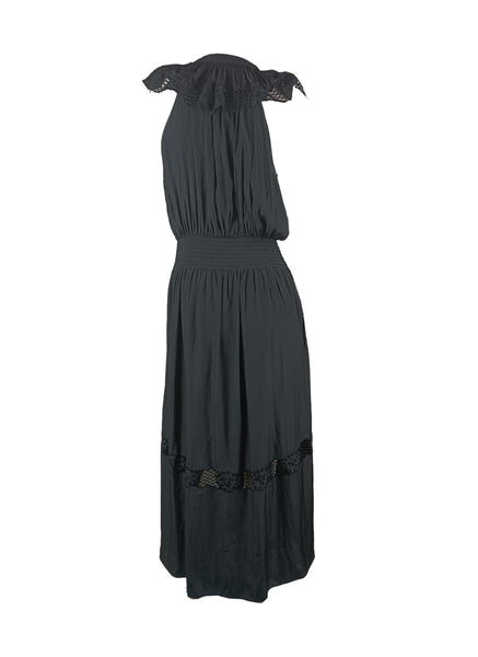 8250014 Ruffle Lace Maxi Dress
