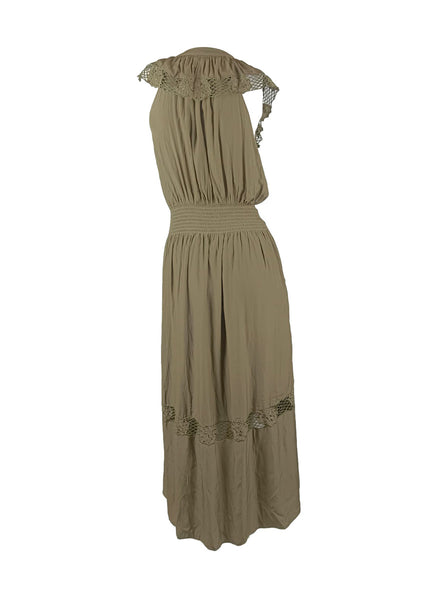 8250014 Ruffle Lace Maxi Dress