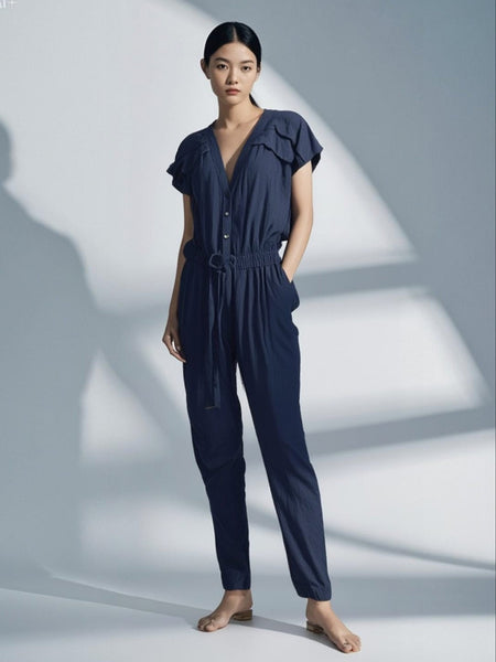 825002 Flutter Sleeves V-Neck Jumpsuit