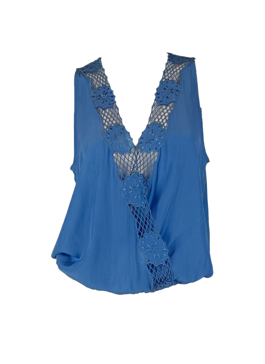 8250023 Lace-Inset Casual Blouse