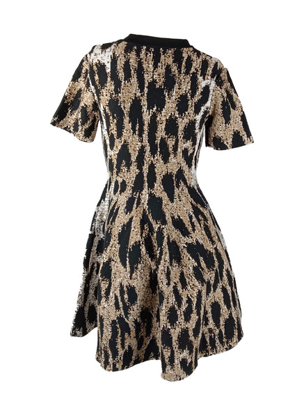 8250026 Leopard Printed Flare Dress