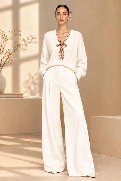 Bow Tie Ribbed Knit Top
