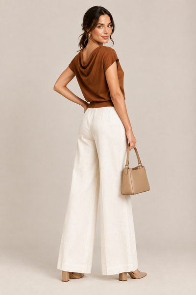 Draped Cowl-neck Knit top