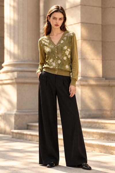 Meadow Print Silk Cardigan