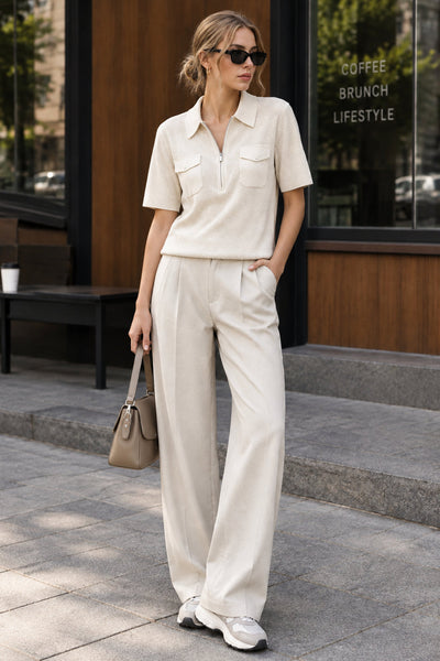 Pocket-front Knit Polo Top
