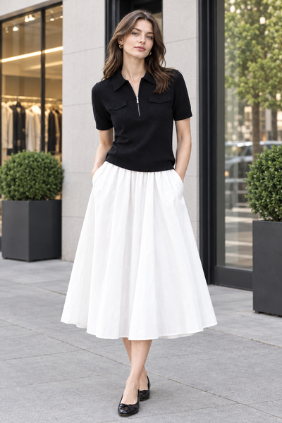 Pocket front Polo Knit Top