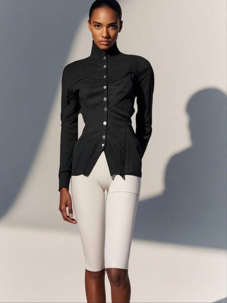 9250006 High Neck Sculpted Blouse
