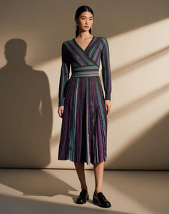 9250003 Multicolored Vertical Striped Dress