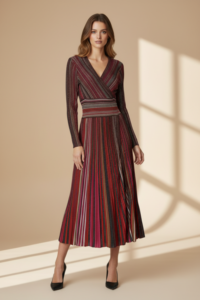Multicolored Vertical Stripes Dress