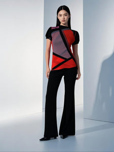 9250004 Geometric Cap Sleeve Top
