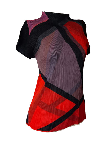 9250004 Geometric Cap Sleeve Top