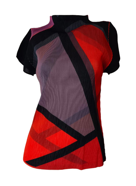 9250004 Geometric Cap Sleeve Top