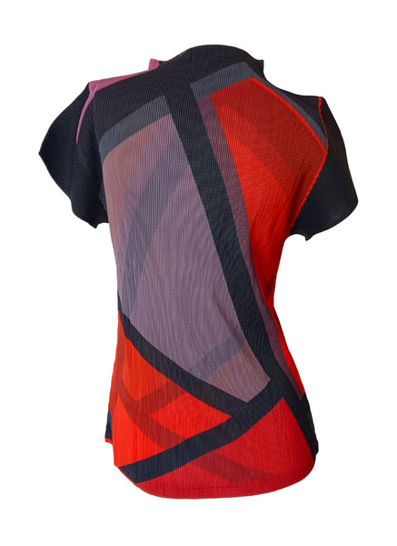 9250004 Geometric Cap Sleeve Top