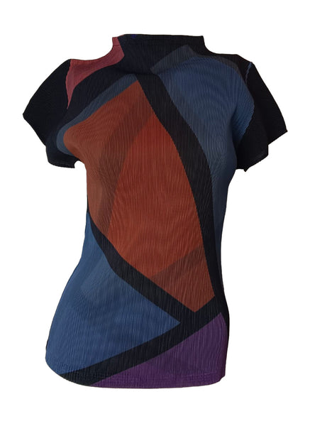 9250004 Geometric Cap Sleeve Top