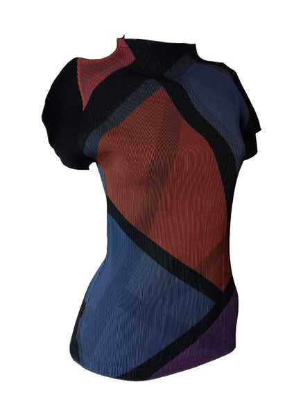 9250004 Geometric Cap Sleeve Top
