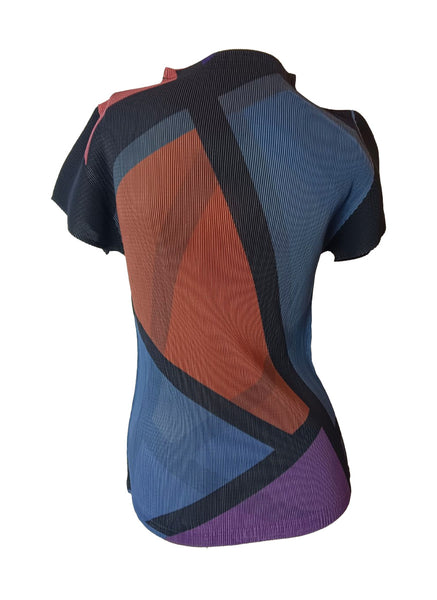 9250004 Geometric Cap Sleeve Top