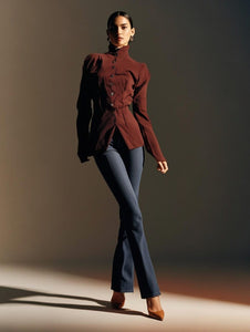 9250006 High Neck Sculpted Blouse