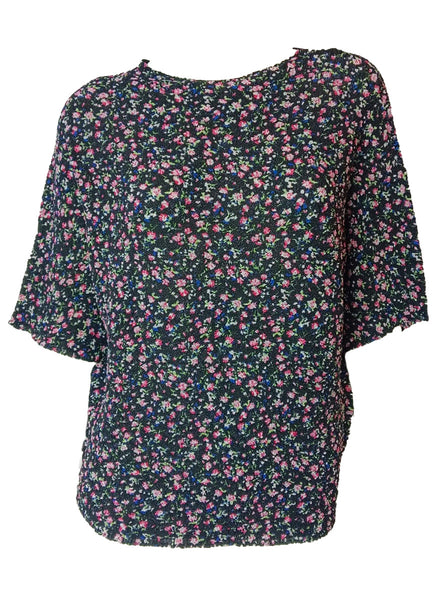 9250007 Floral Flowy Crinkled Top
