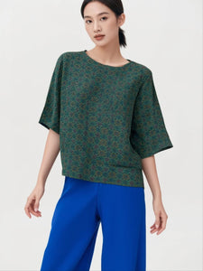 9250007 Floral Flowy Crinkled Top