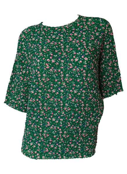 9250007 Floral Flowy Crinkled Top